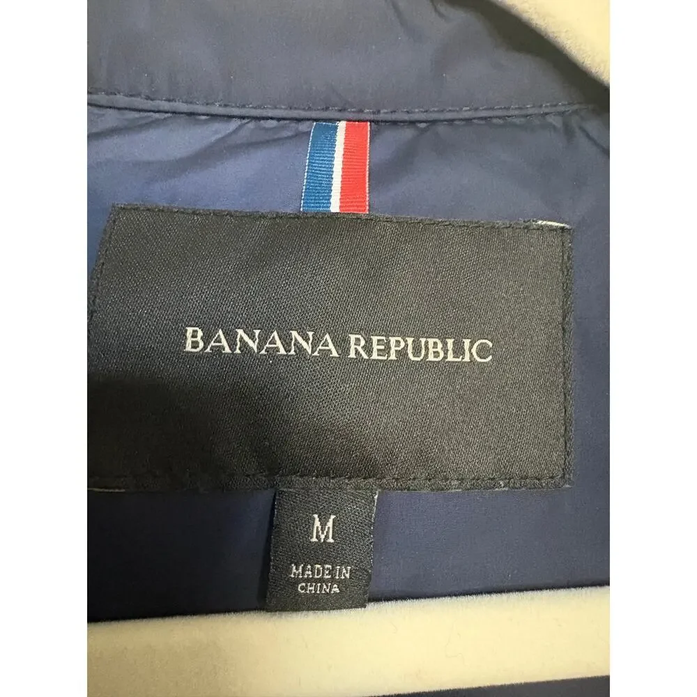 Banana Republic Men’s M Quilted Field Jacket Navy Orange Lined Fall 2013 Preppy